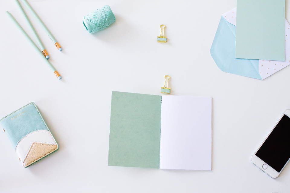 Blank specialty card flat-lay